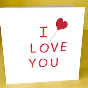 Carte Je t'aime simple pour la Saint-Valentin ou à tout moment - Imprimez sur une carte A4 (pliée en deux) ou 13,3 cm x 13,5 cm (découpe) ou envoyez-la à l'imprimante