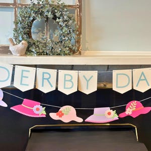 Kentucky Derby Banner - Fancy Hat Garland, Derby Day Decor-Derby Day Party. Banner and hat garland sold separately & together