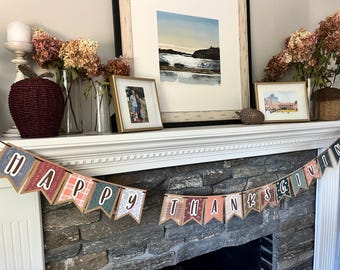 Happy Thanksgiving Banner – Fall Garland – Autumn Decorations – Holiday Home Décor