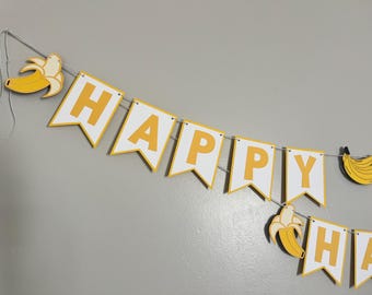 Banana-Themed Birthday Banner – “Happy Birthday” or Custom Phrase Available