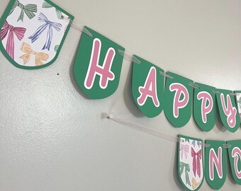 Spring Bow Banner | Coquette Birthday Decor | Customized Birthday Banner