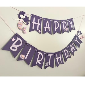 Mermaid Happy Birthday Banner-kids birthday decor