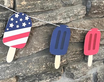4th of July Popsicle Garland - Fourth of July Popsicle Garland