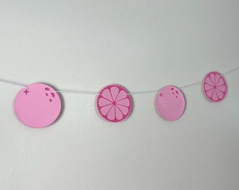 Grapefruit Banner Garland | Citrus Party Decor | Summer Fruit Banner | Two Sweet Birthday Decor | Pink Citrus Garland | Tropical Party Decor