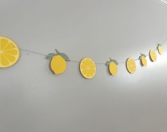 Lemon Garland, Citrus Fruit Garland, Party Decor, Baby or Bridal Decor-Banner
