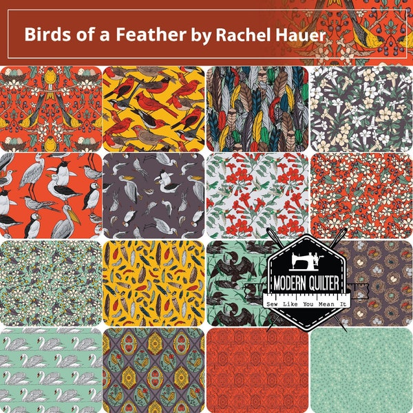 Birds of a Feather by Rachel Hauer Fat Quarter Bundle | 16 Prints