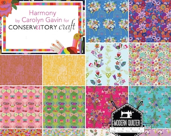 Harmony by Carolyn Gavin of Conservatory Craft Fat Quarter Bundle | 14 Prints | Panel Sold Separately