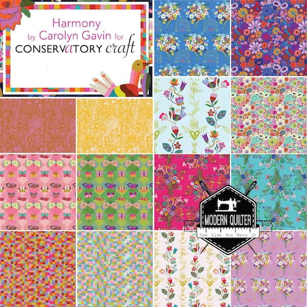 Harmony by Carolyn Gavin of Conservatory Craft Fat Quarter Bundle | 14 Prints | Panel Sold Separately