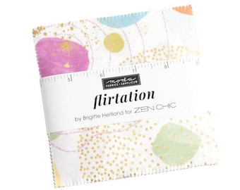 Flirtation di Zen Chic per Moda / Charm Pack / 42 quadrati assortiti da 5 pollici