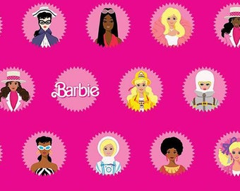 Barbie World Barbie Main Print in Hot Pink CD15020 | Priced/Sold in Half Yard
