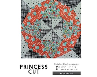Princess Cut - Tempters  Acrylic Template Set for a Single Patchwork Block by Jen Kingwell