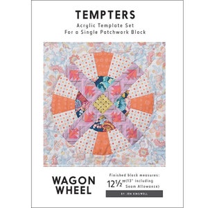 Wagon Wheel - Tempters  Acrylic Template Set for a Single Patchwork Block by Jen Kingwell