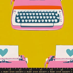 Best Day Ever Typewriter in Canvas RS0108 17L by Ruby Star | Priced by the Half Yard