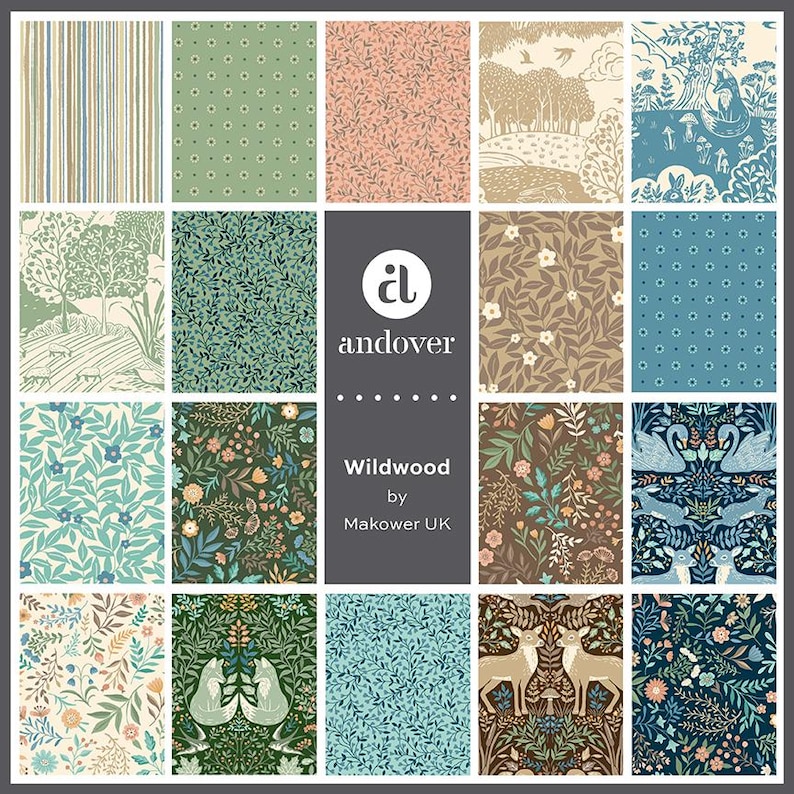 PREORDER : Wildwood Precut Fat Quarter Bundle by Makower for Andover Fabrics | Arriving Oct 2026 image 2