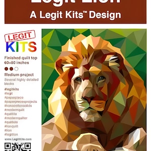 Legit Lion Foundation Paper Pieced Quilt Top-project - alleen patroon- en foundationpapier