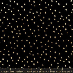 Starry Mini Black with Gold Stars RS4110 27M for Ruby Star Society  | Priced/Sold in Half Yard Increments