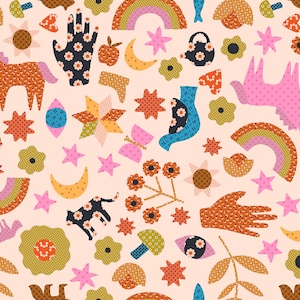 Meadow Star Peach RS4097 14 by Alexia Abegg for Ruby Star | Priced by the Half Yard
