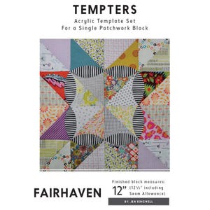Fairhaven - Tempters  Acrylic Template Set for a Single Patchwork Block by Jen Kingwell