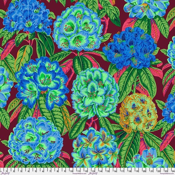 Kaffe Fassett August 2023 | Rhododendrons PWPJ124.green | Priced/Sold in Half Yard Increments