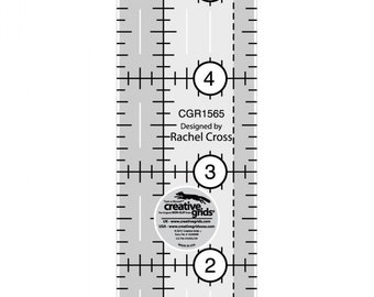 May include: A 6-inch ruler with markings in 1/4-inch increments. The ruler is designed by Rachel Cross and features the Creative Grids logo.