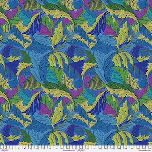 Kaffe Fassett x Original Morris & Co Acanthus en cobalto / PWKW006.COBALT / Precio por media yarda
