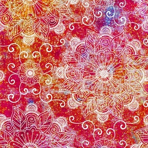 Hoffman Digital Print Floral Rhapsody S4759-474 Punch- Priced/Sold by the Half Yard