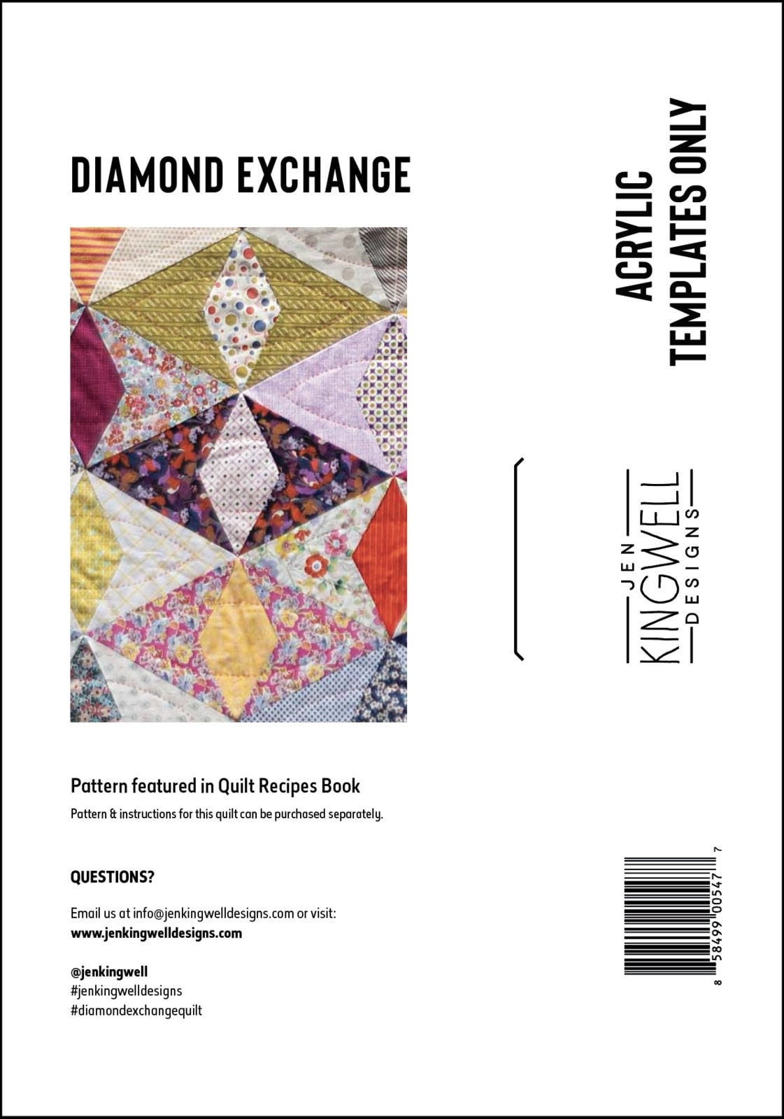 Diamond Exchange Template Set by Jen Kingwell pattern in Quilt Recipes Book  