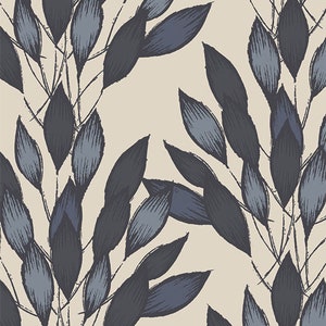 Brushed Leaves Gris Canvas by Amy Sinibaldi For Art Gallery Fabrics 58" | Priced by the Half Yard