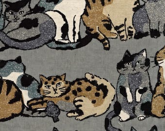 Artcat-Cat Striped Canvas by Kokka KOKYGA-36000-2-B