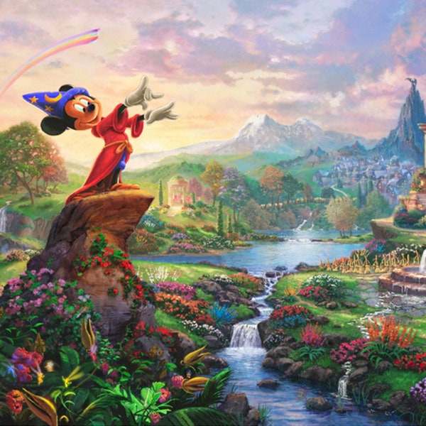 Disney Mickey Mouse Fantasia Panel DS20209C1 by Thomas Kinkade 36" x 44"