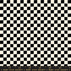 May include: Black and cream-colored checkered fabric. The pattern consists of evenly spaced, hand-drawn-style squares. The text "RUBY STAR SOCIETY" is printed at the bottom of the fabric.
