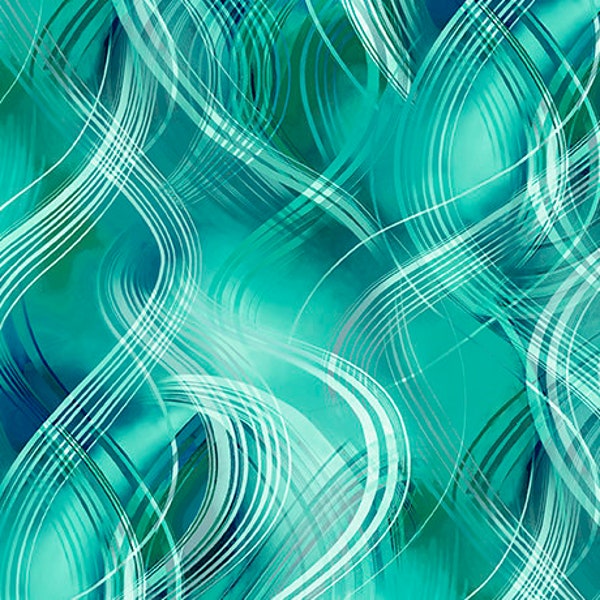 Turquoise/Black Blend Novelty Fabric main image 0