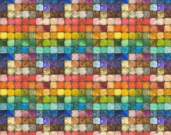 Colorblock Tiled by Tim Holtz for Free Spirit PWTH180 Multi (Medium Squares) | Priced/Sold in Half Yard Increments