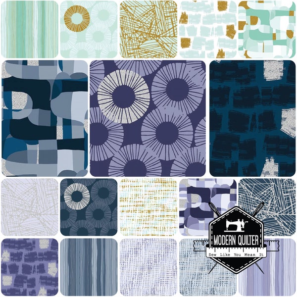 Shiny Objects Glitz and Glamour by RJR Fabrics Fat Quarter Bundle in Cool Colorway - 18 Prints