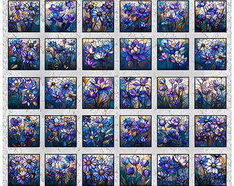 QT Fabricsのモザイク花柄ステンドグラス生地（100%コットン）5種類