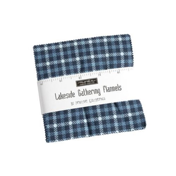 Lakeside Gathering Flannel by Primitive Gatherings | Charm Pack for Moda | 42 Assorted Pieces