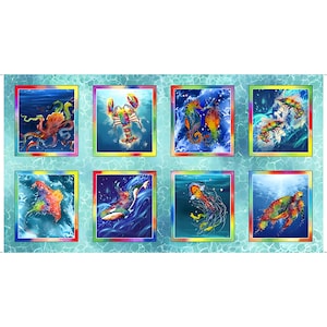 The Deep Sea Creatures Patch Panel 29818-Q by Quilting Treasures Fabrics 24" x 43"