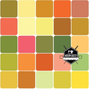 Century Solids in Citrus Orange/Yellow/ Lime Colorway Fat Quarter Bundle 25 Solids