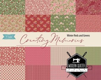 Creating Memories - Winter Fat Quarter Bundle by Tilda | 16 Prints (9 Cottons/7 Wovens)