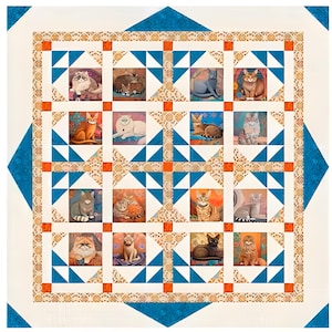 Quilt Kit Quilt Room Kitties Comfy Cats 4408A 66" x 66" by Quilting Treasures