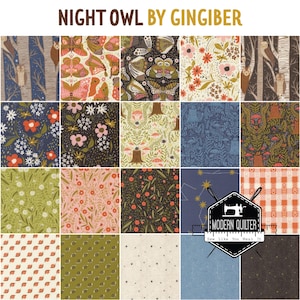 GingiberによるModa向けナイトアウル ファットクォーターバンドル | 20プリント