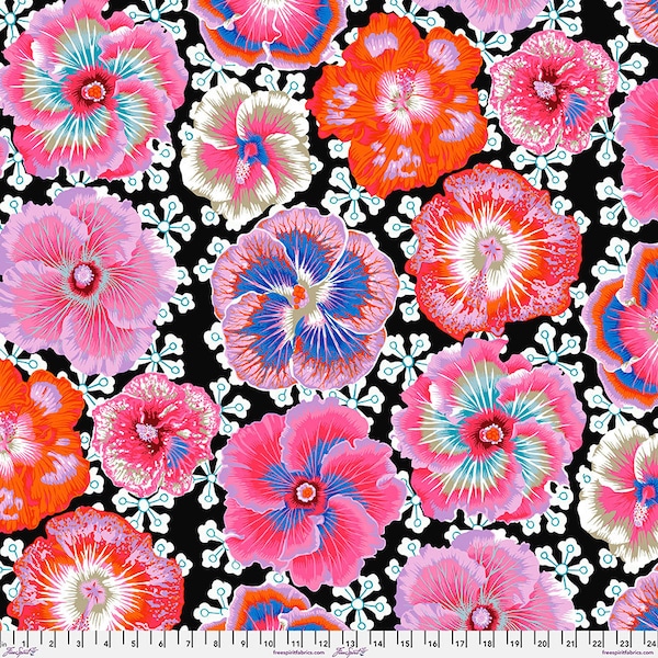 Kaffe Fassett Agosto de 2023 / Contraste de Hibiscus flotante PWPJ122 / Precio/Vendido en incrementos de media yarda