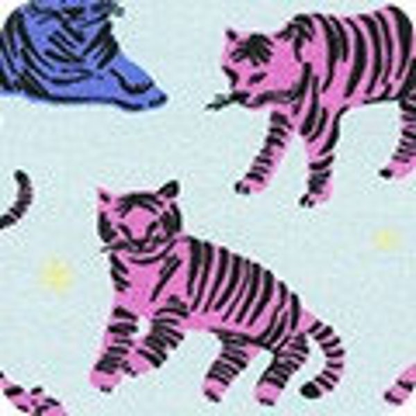 Hot Pink Tigers Knit Fabric from Wild and Free Knits 19753-110 from Robert Kaufman - Priced/Sold by the Half Yard