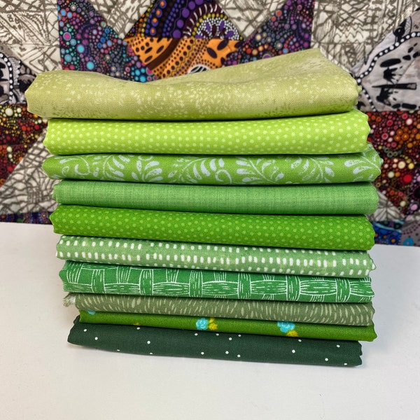 MQ {Stash}builder - Green Fat Quarter Bundle - 10 pieces