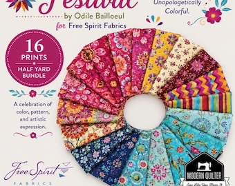 Festival by Odile Bailloeul Cotton Half Yard Bundle of 16 Prints for Free Spirit Fabrics