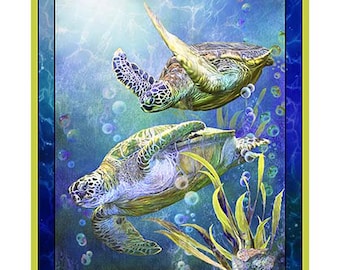 Panneau Turtle Odessey Tortue de mer | Taille du panneau = 36 x 44"