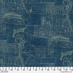 Mapa azul paleta PWTH283.blue de Tim Holtz para Free Spirit / Precio por media yarda