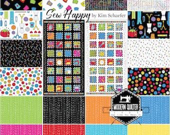 Sew Happy by Kim Schaefer Fat Quarter Bundle 18 Drucke + 2 Panels