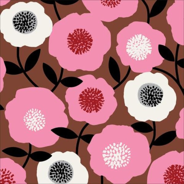 Cloud 9 Modern Retro Barkcloth Blooms in Pink 227111 - 54" - Precio/Vendido por el Medio Patio