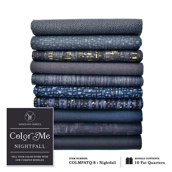 Color Me Nightfall Precut Fat Quarter Bundle by Windham | COLMFATQ-8 | 10 Prints